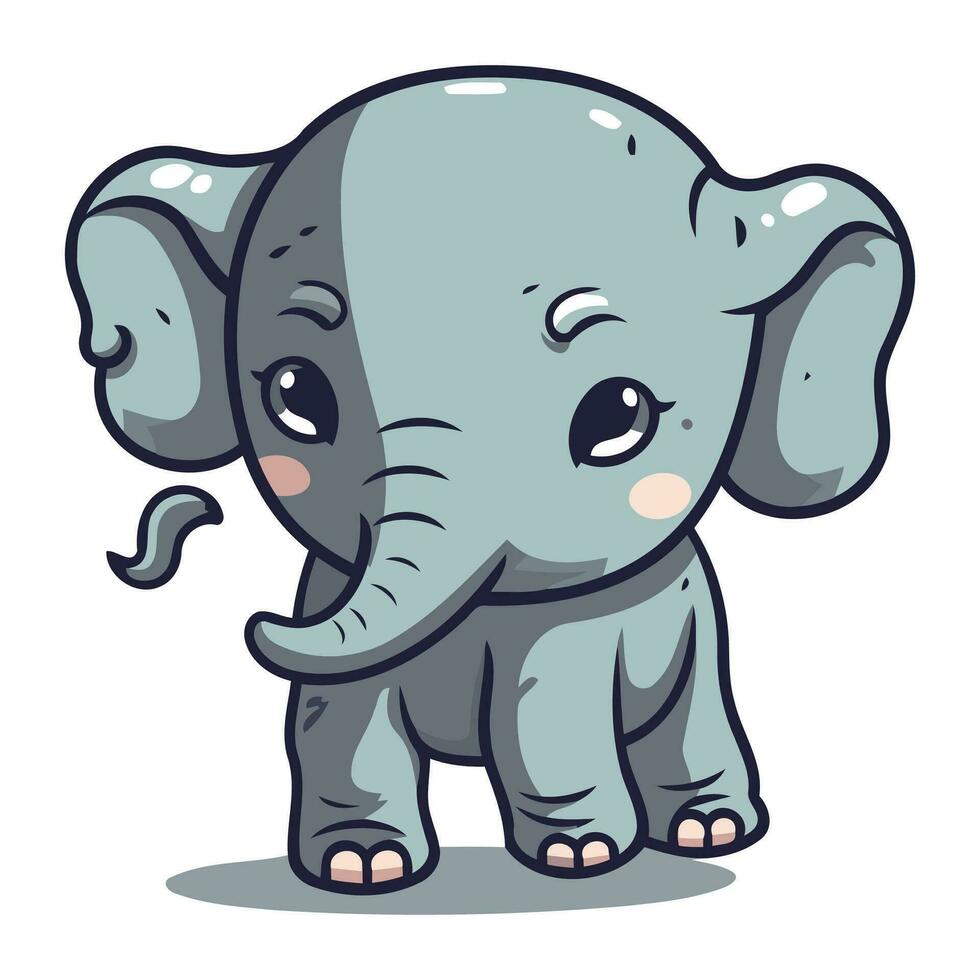 schattig weinig olifant geïsoleerd Aan een wit achtergrond. vector illustratie.