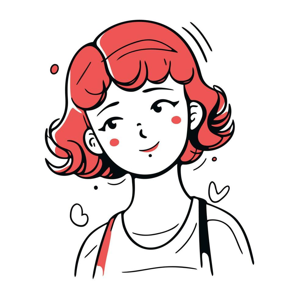 vector illustratie van een rood haren vrouw met een glimlach Aan haar gezicht.