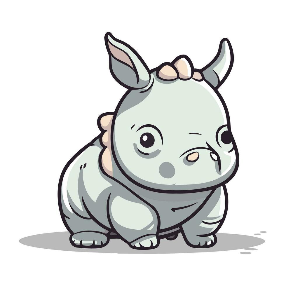 schattig neushoorn tekenfilm karakter. vector illustratie geïsoleerd Aan wit achtergrond.