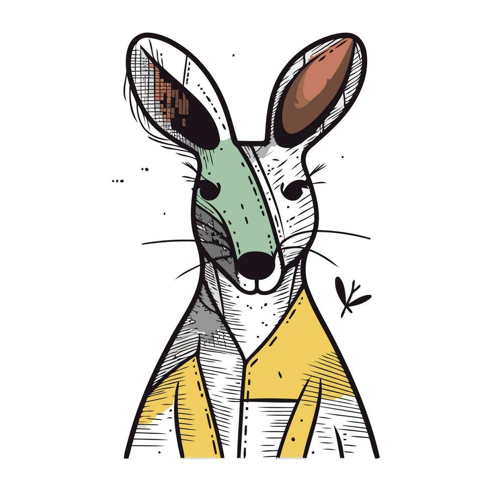 schattig kangoeroe. hand- getrokken vector illustratie in schetsen stijl.