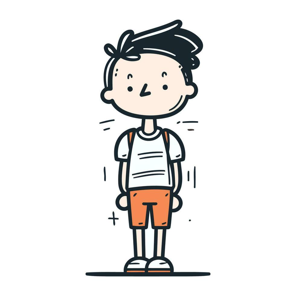 jongen met kort mouw t overhemd en korte broek. vector illustratie.