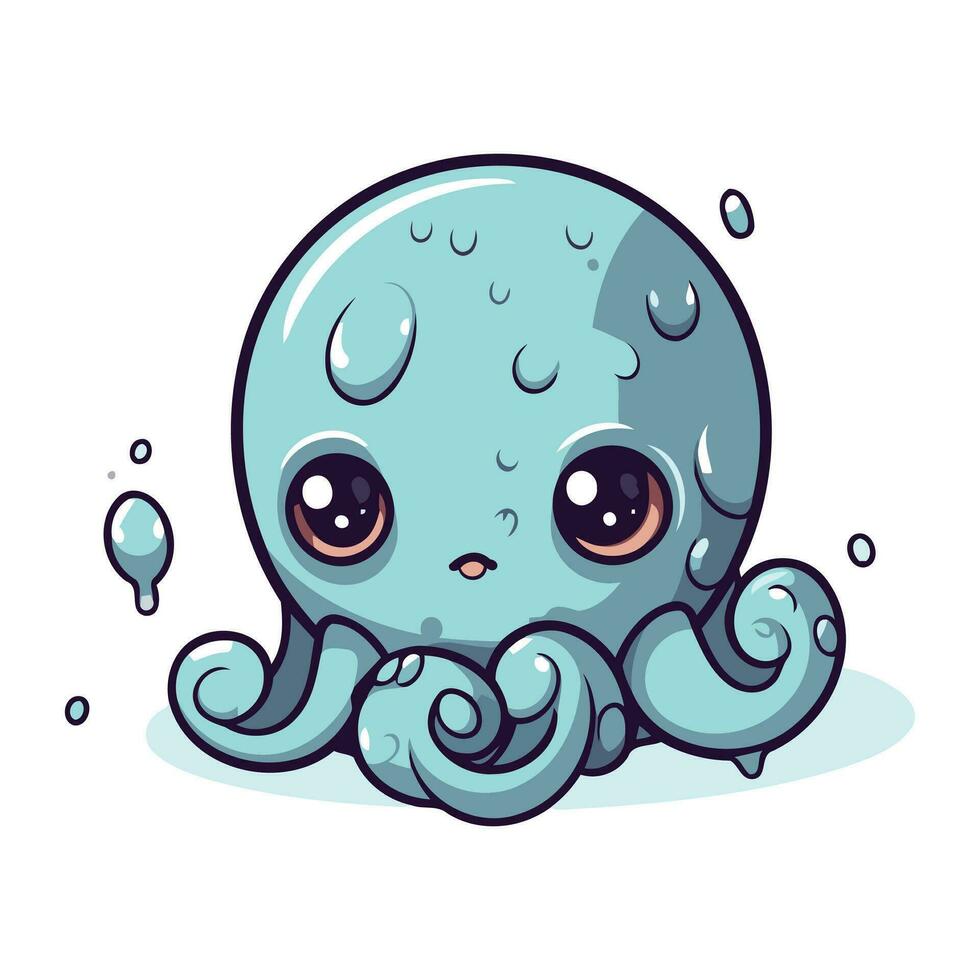 schattig tekenfilm Octopus. vector illustratie geïsoleerd Aan wit achtergrond.