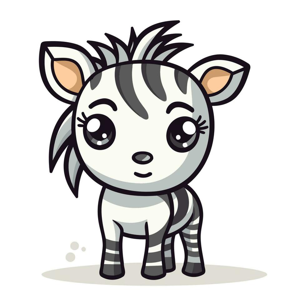 schattig zebra tekenfilm vector illustratie. schattig baby zebra dier.