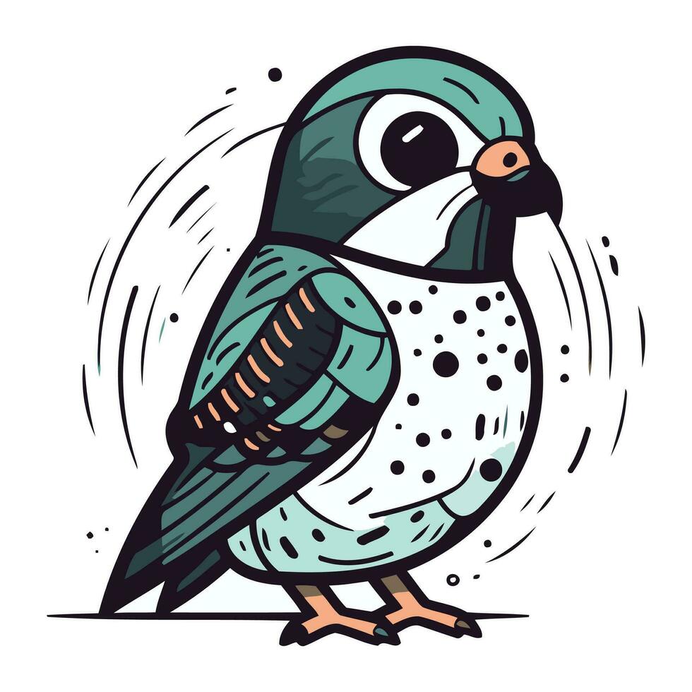 tekenfilm vector illustratie van een schattig weinig vogel. hand- getrokken afbeelding.