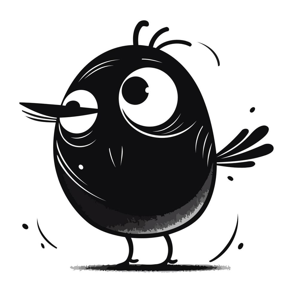 schattig tekenfilm zwart vogel geïsoleerd Aan wit achtergrond. vector illustratie.