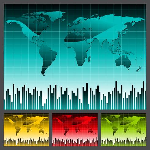 wereldkaart illustratie met vier kleurenvariatie. vector