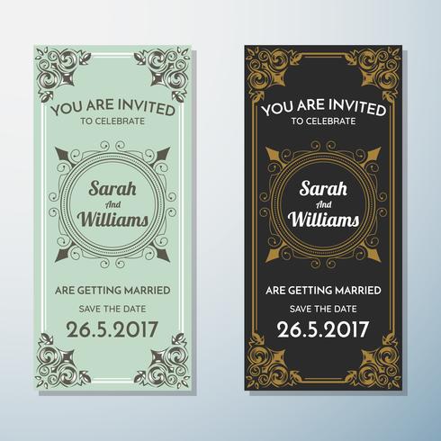 Huwelijksuitnodiging Vintage flyer achtergrond ontwerpsjabloon vector