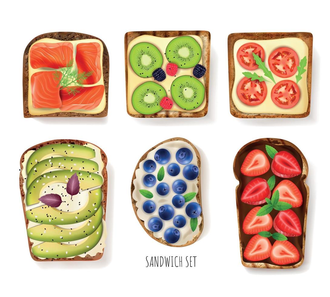 toast brood toppings set vector