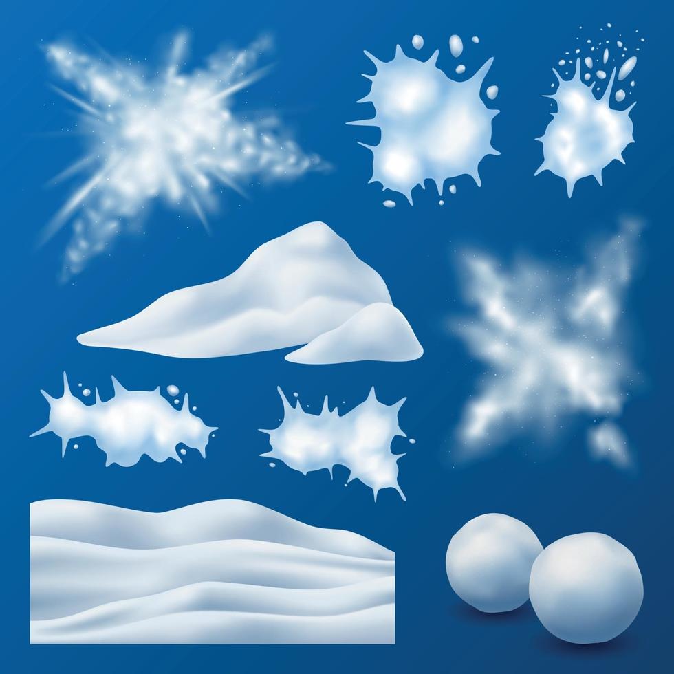 sneeuw elementen realistische set vector