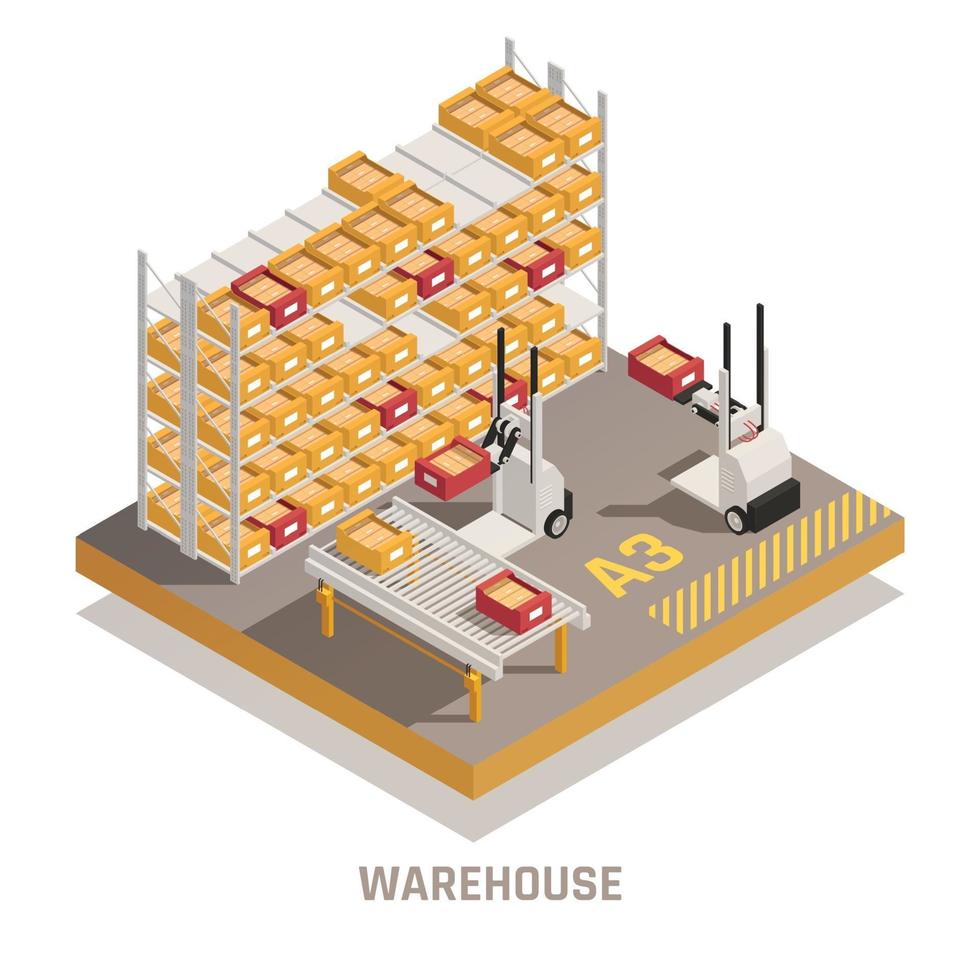 isometrisch element voor magazijnautomatisering vector