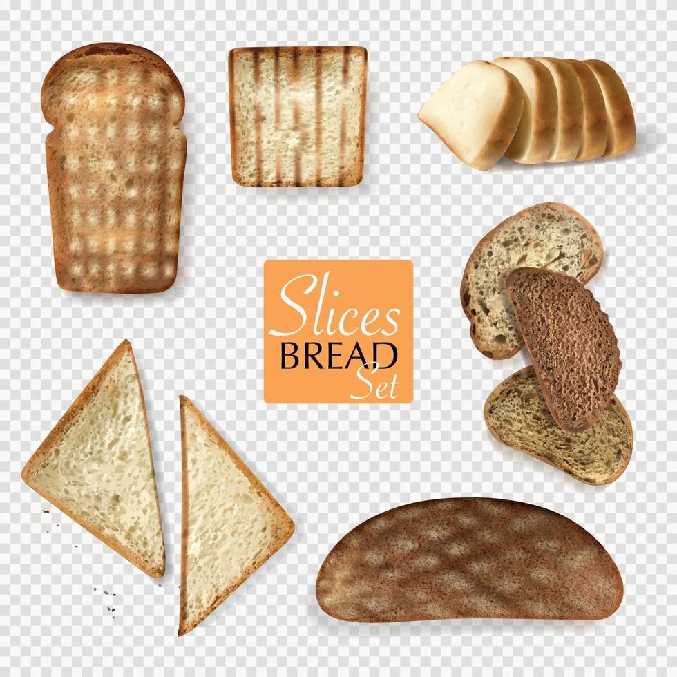 verschillende brood transparante set vector