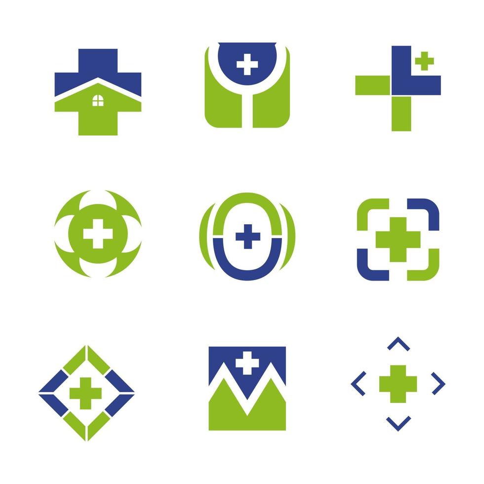 eenvoudig set pack medische en gezondheidszorg logo-ontwerp vector