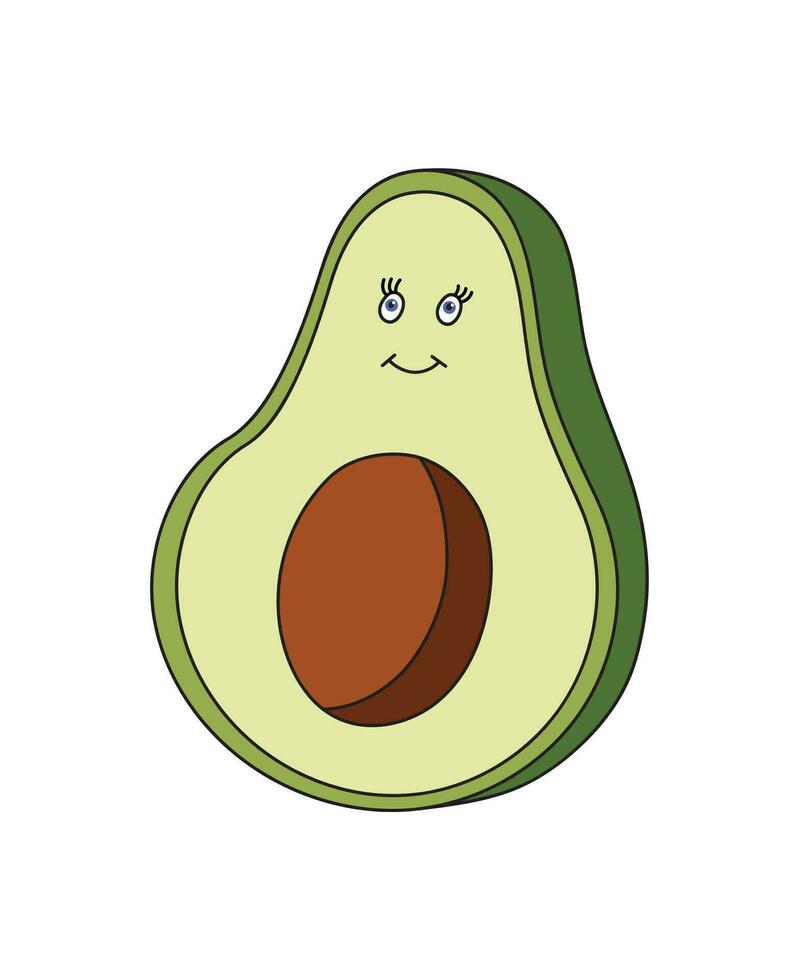 kawaii schattig avocado met een glimlach geïsoleerd Aan wit achtergrond vector