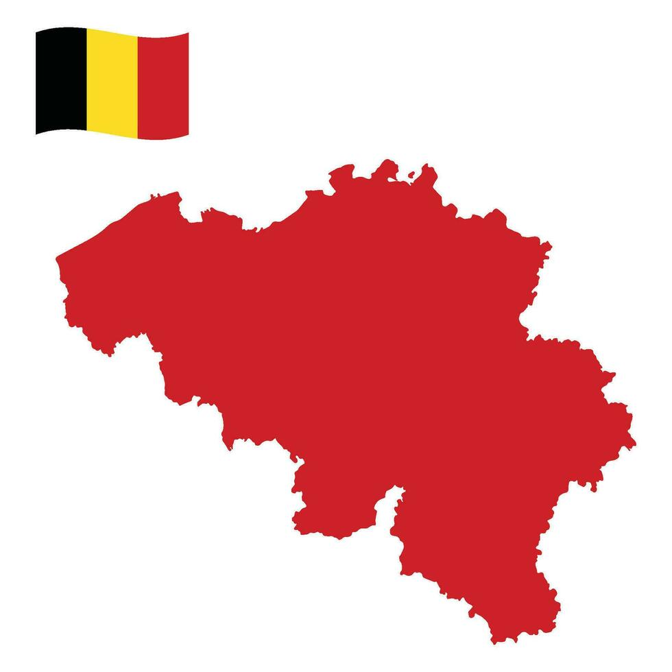 kaart van belgie met belgie vlag vector