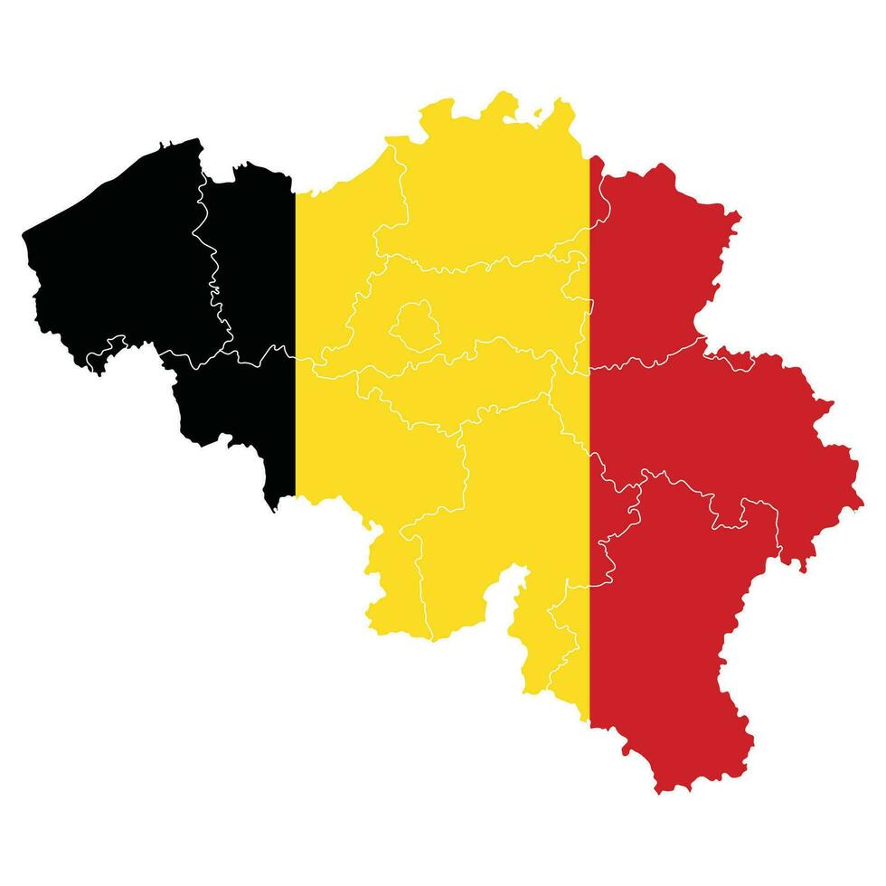 kaart van belgie met belgie vlag vector