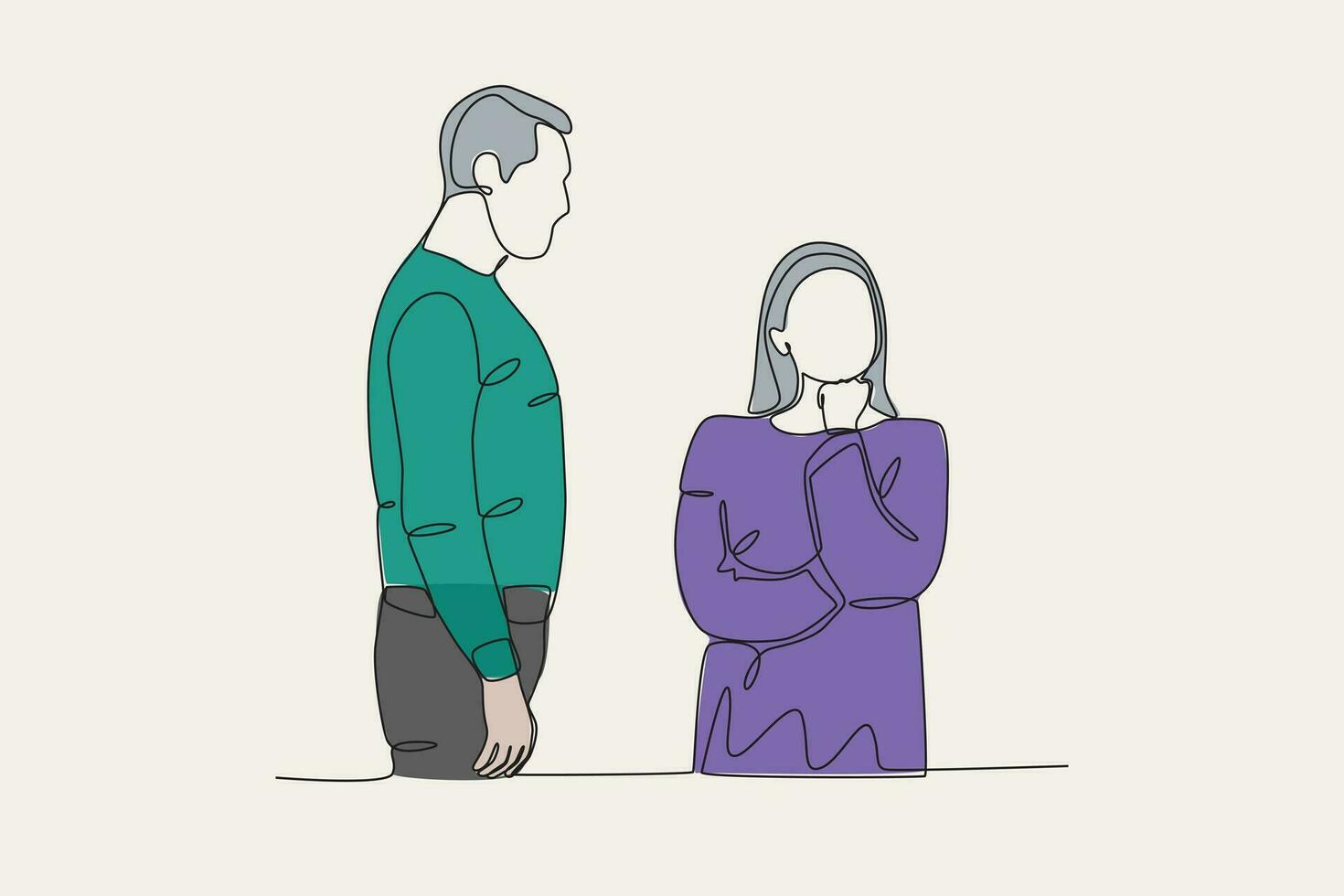 kleur illustratie van een vrouw boos met haar partner vector