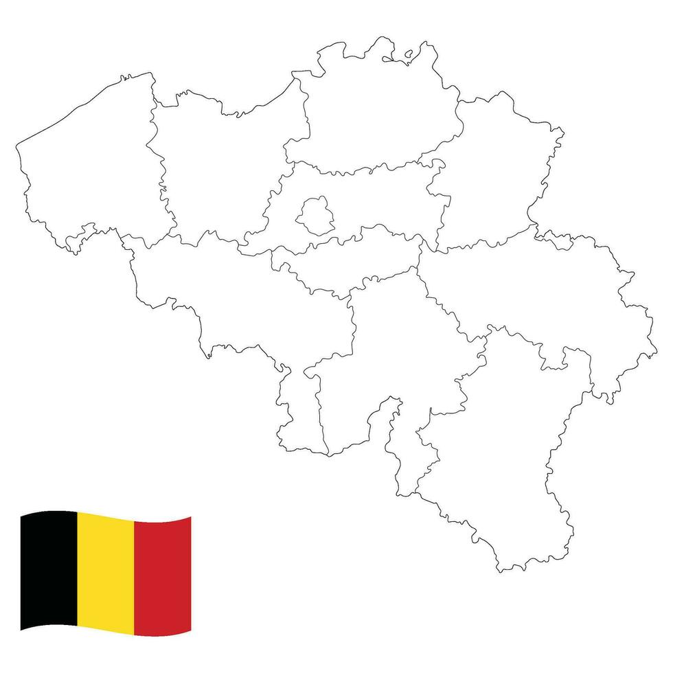 kaart van belgie met belgie vlag vector