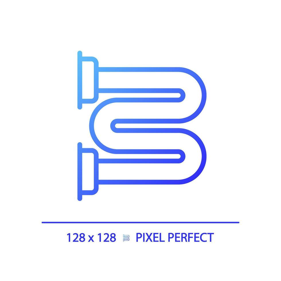 2d pixel perfect helling verwarmde handdoek het spoor icoon, geïsoleerd vector, blauw dun lijn illustratie vertegenwoordigen loodgieter. vector
