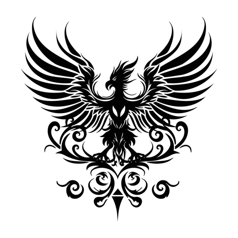 symmetrie van Vleugels adelaar silhouet geïsoleerd Aan wit achtergrond tatoeëren of afdrukken ontwerp vector