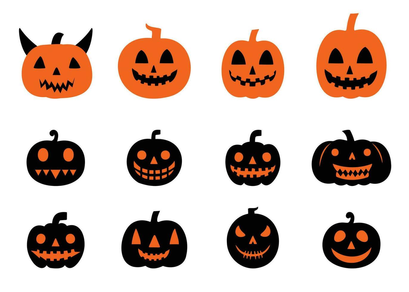 verzameling van pompoen halloween silhouetten afdrukken spandoeken, kaarten, flyers, sociaal media achtergronden vector