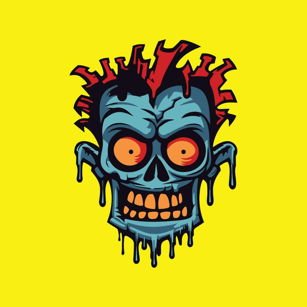 hoofd van een dood zombie tekenfilm karakter illustratie vector