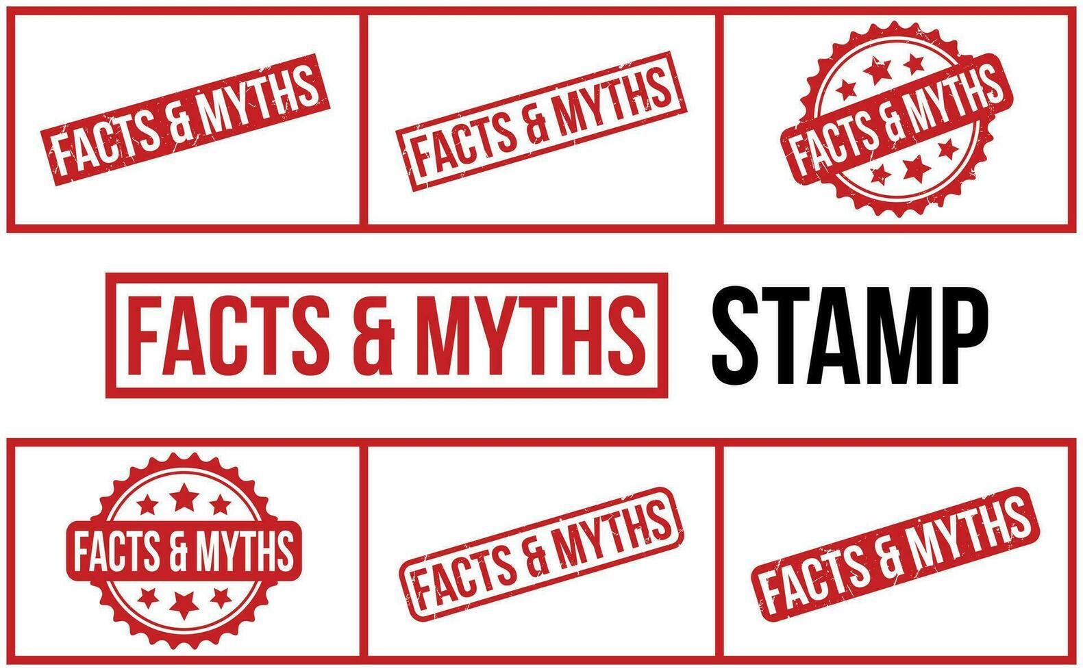 feiten en mythen rubber postzegel zegel vector