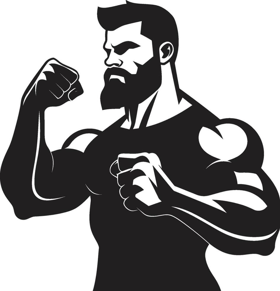 uitpuilend biceps monochromatisch eerbetoon naar gespierd heerlijkheid in vector gebeeldhouwd succes zwart vector Scherm van bodybuilding uitmuntendheid