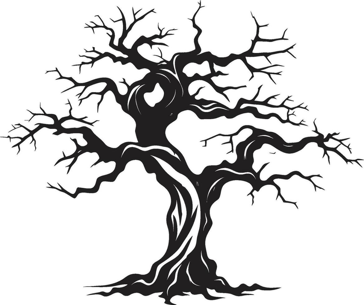 vervagen naar tijdloosheid monochromatisch schoonheid van een dood boom stil fluistert zwart vector klaagzang voor een levenloos boom