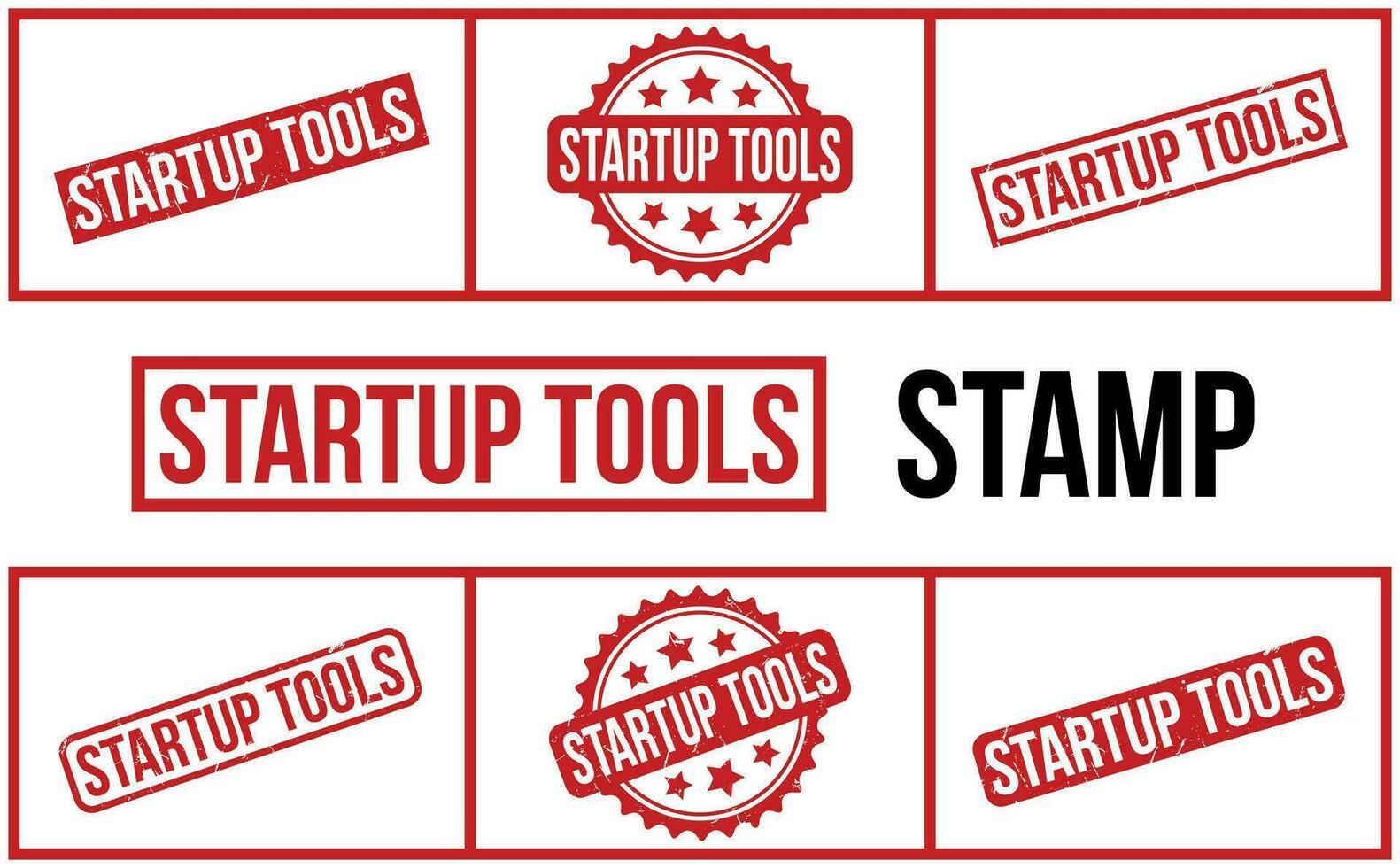opstarten gereedschap rubber postzegel reeks vector