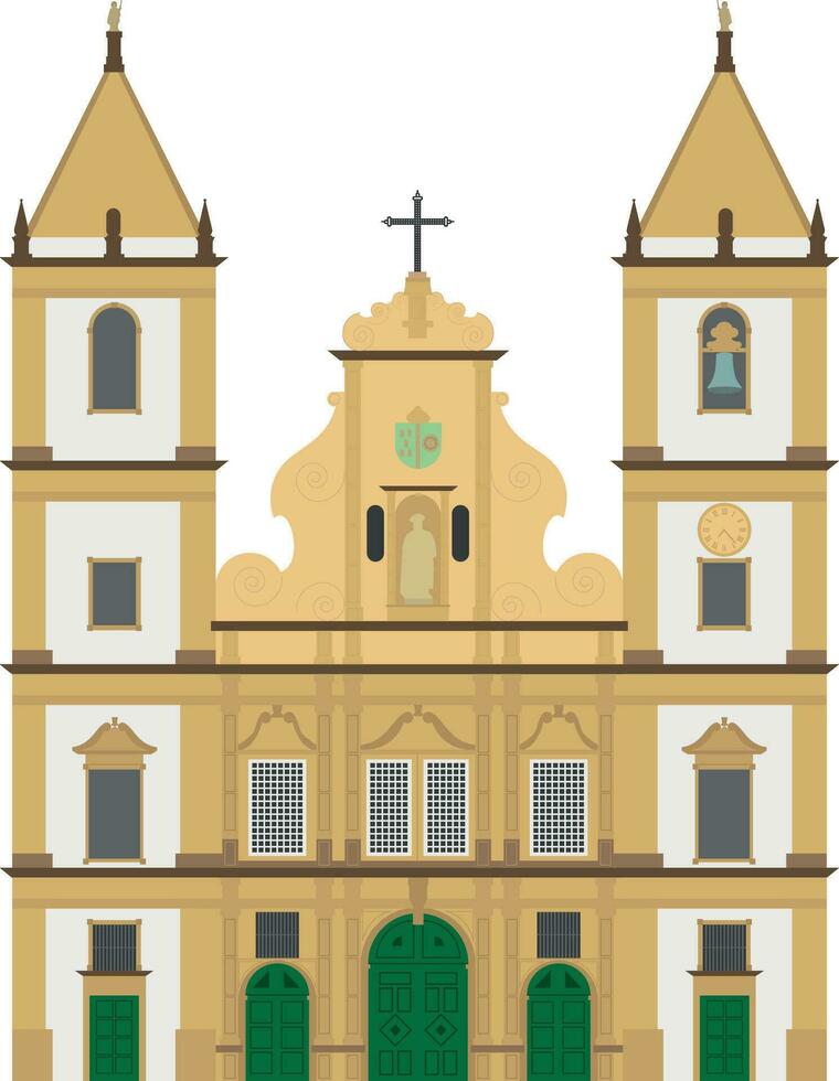 san francisco kerk, Salvador de bahia, Brazilië. geïsoleerd Aan wit achtergrond vector illustratie.