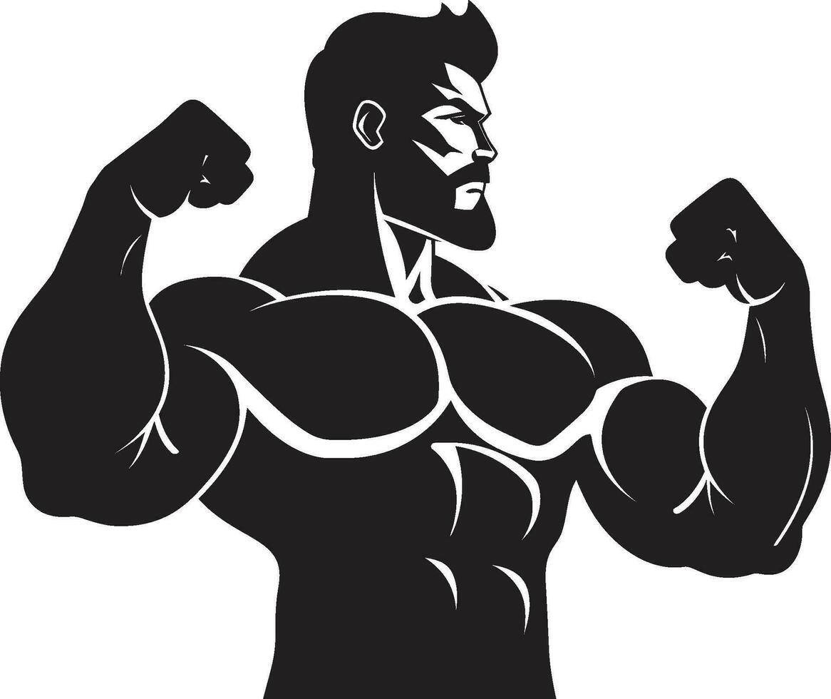 buigen dominantie zwart vector artwork van een bodybuilders prestatie uitpuilend biceps monochromatisch vector Scherm van gespierd heerlijkheid