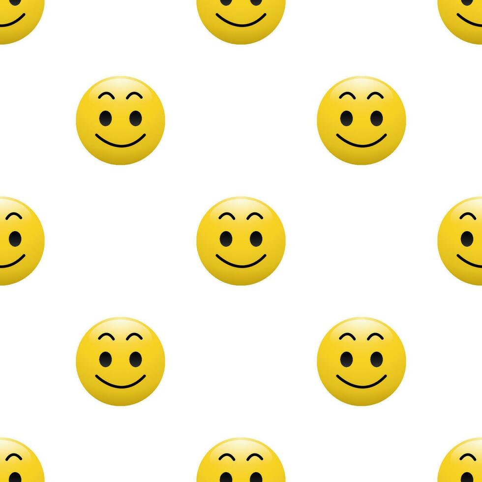 geel hoofd emoticon icoon met gelaats uitdrukkingen, naadloos patroon Aan wit achtergrond. vector