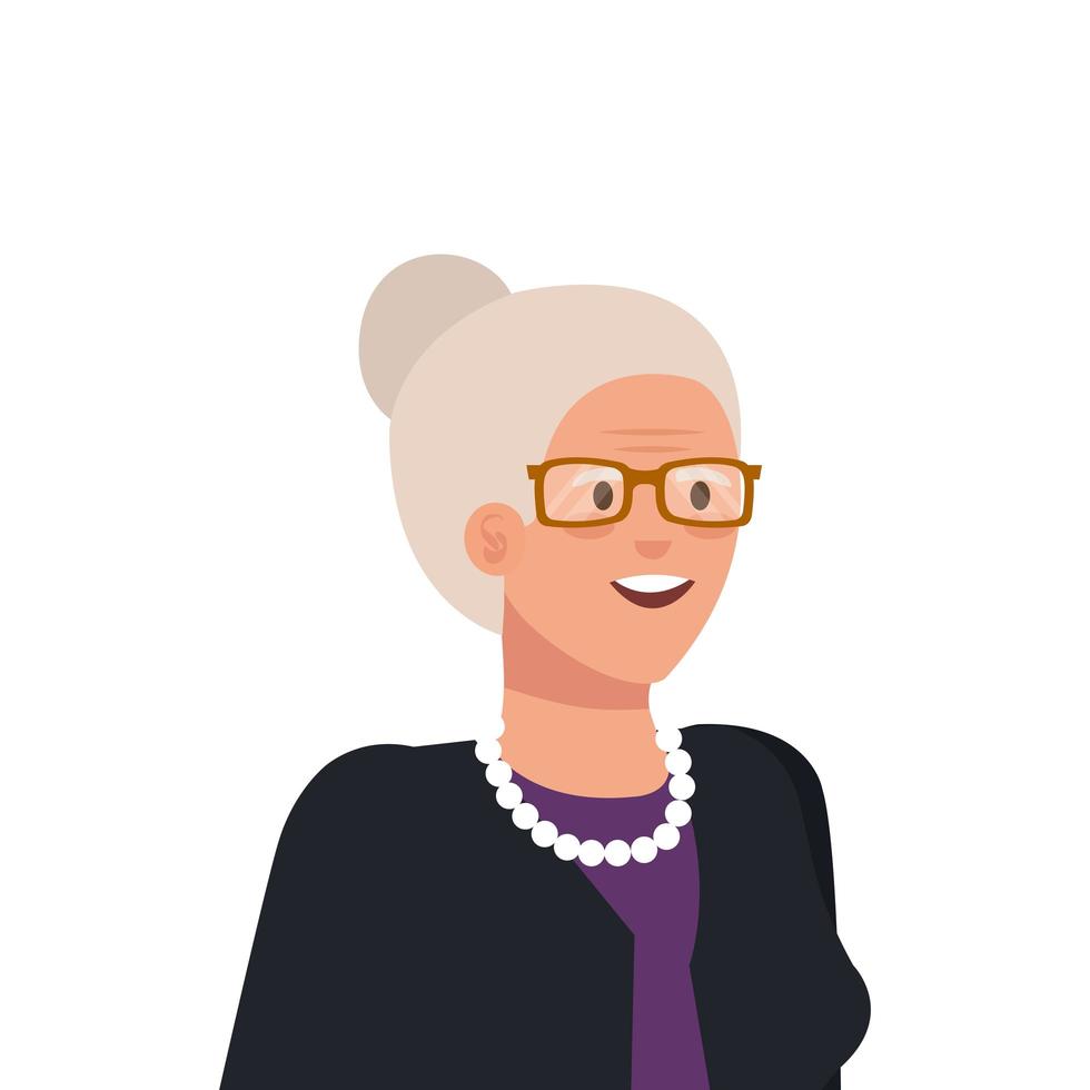 oude vrouw elegante avatar karakter vector