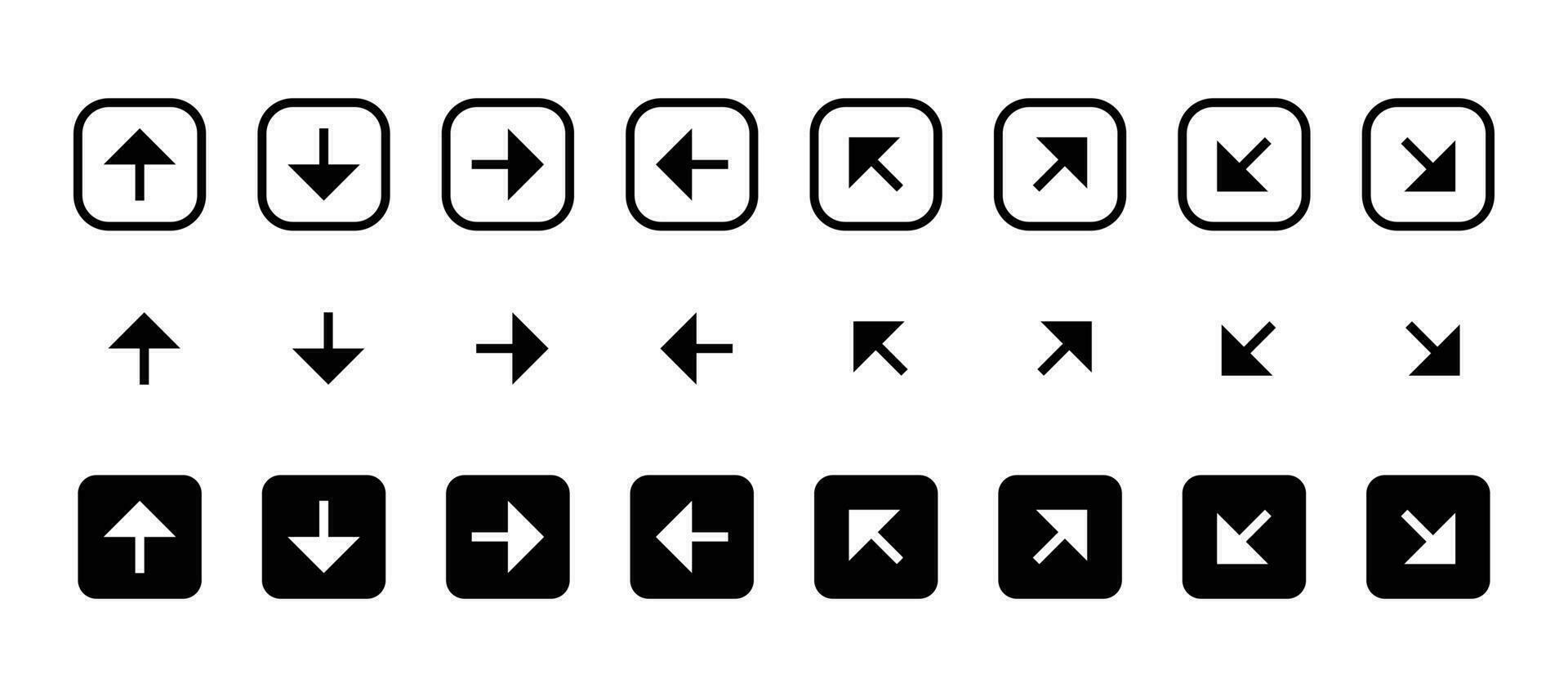 pijl richting pictogrammen reeks teken en symbool vector ontwerp