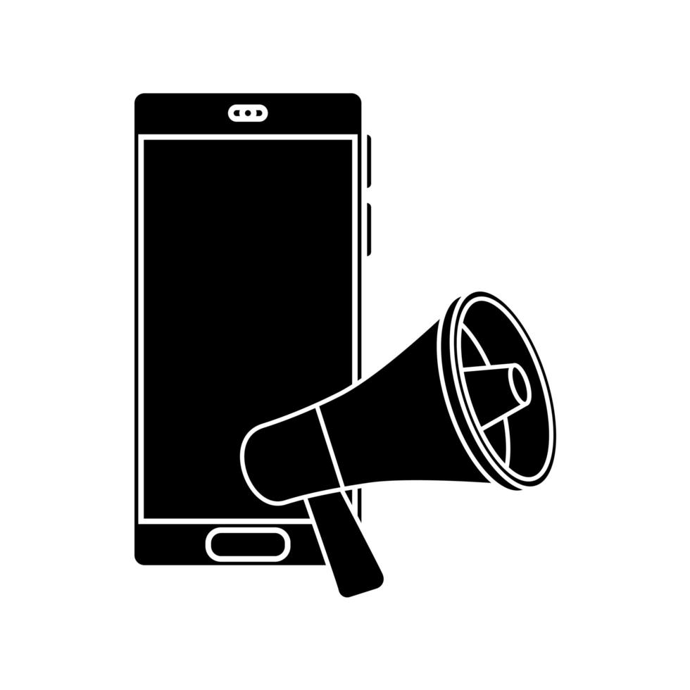 silhouet van smartphone met tekstballon vector