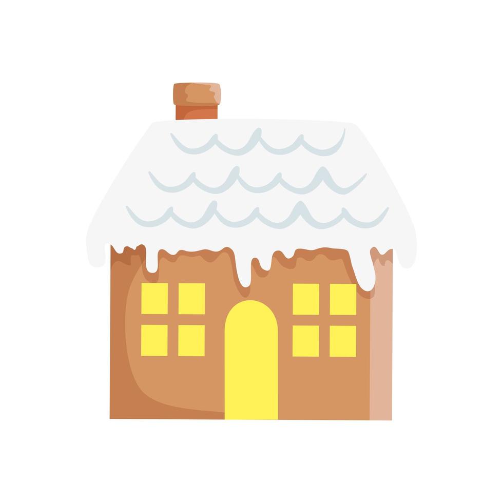 huis met sneeuw geïsoleerd pictogram vector