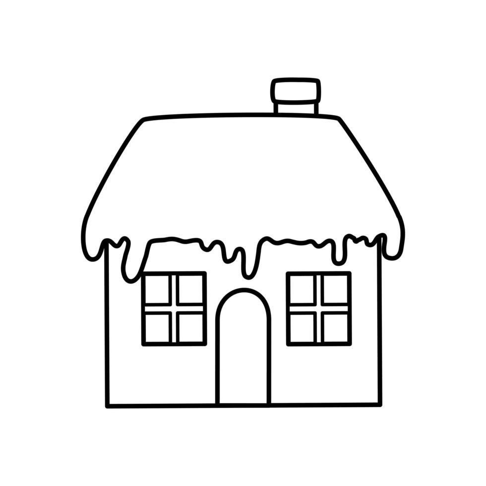 huis met sneeuwlijn stijlicoon vector