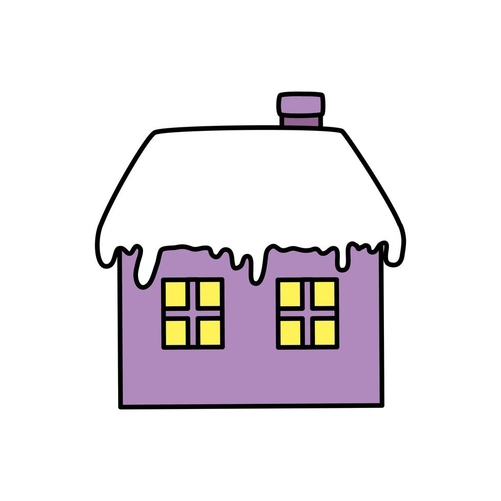 huis met sneeuw geïsoleerd pictogram vector