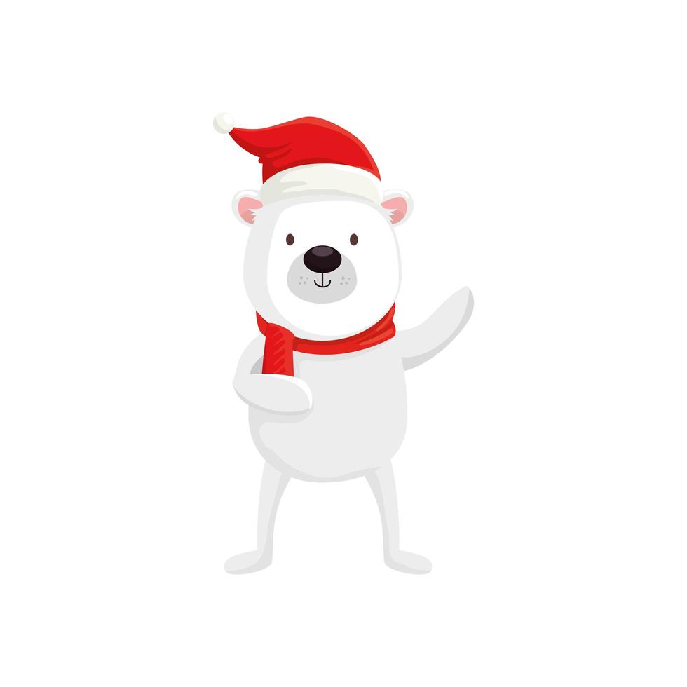 schattige beer karakter vrolijk kerstfeest vector