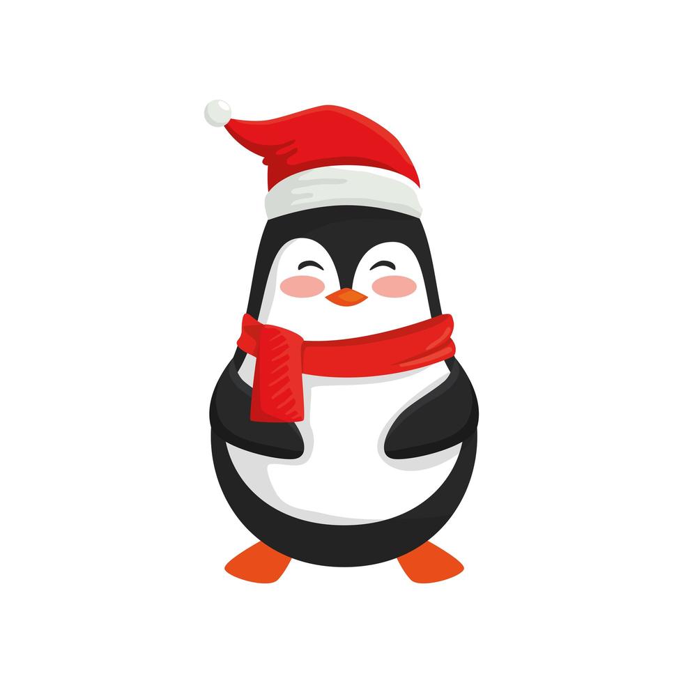 vrolijk kerstfeest schattig pinguïnkarakter vector