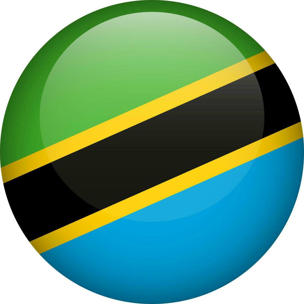 Tanzania vlag knop. ronde vlag van Tanzania. vector vlag, symbool. kleuren correct.
