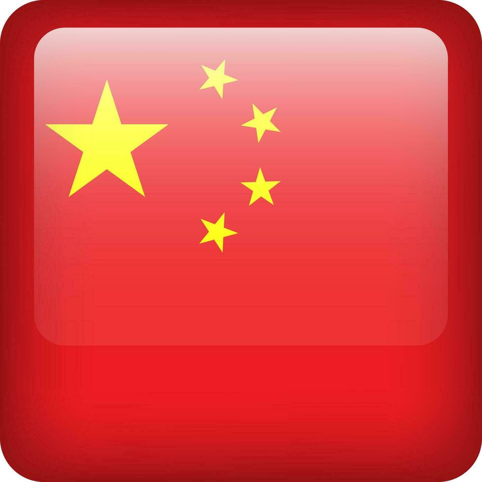 China vlag knop. plein embleem van China. vector Chinese vlag, symbool. kleuren correct.