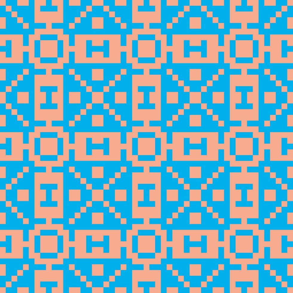 een blauw en oranje patroon met pleinen vector