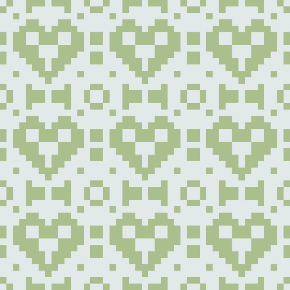 pixel harten kleding stof groen wit vector