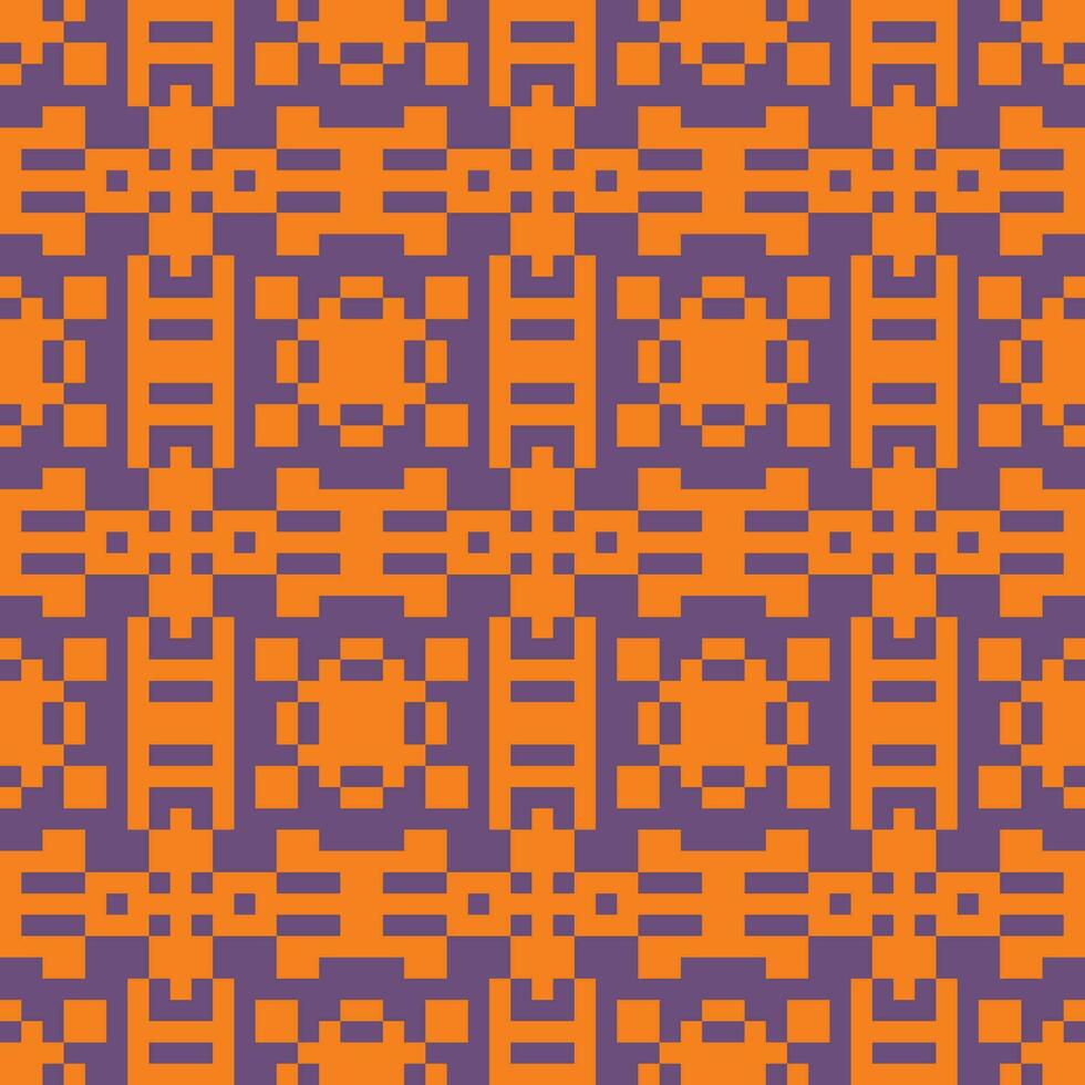 pixel kunst naadloos patroon met oranje en Purper pleinen vector