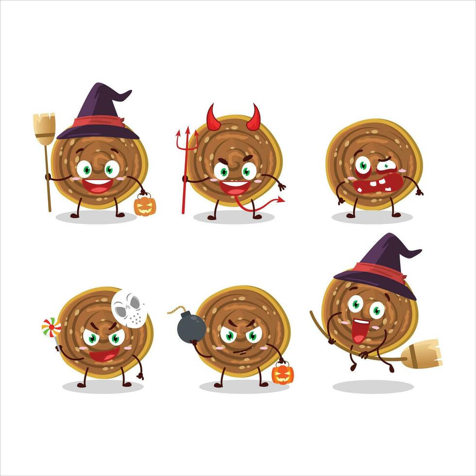 halloween uitdrukking emoticons met tekenfilm karakter van bakarvadi vector