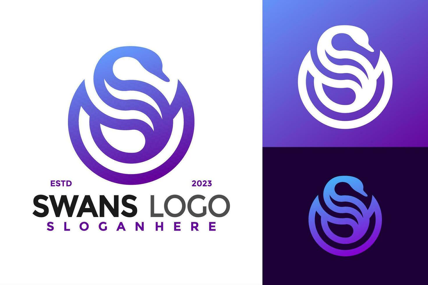 brief s zwaan logo ontwerp vector symbool icoon illustratie