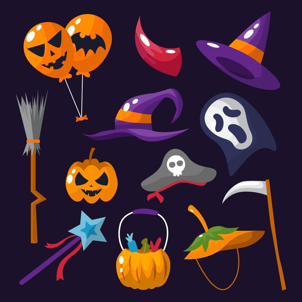 kostuum partij halloween icon set vector
