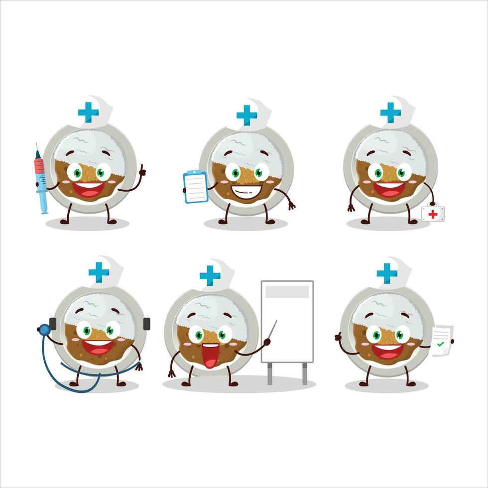 dokter beroep emoticon met kokosnoot ichibanya kerrie tekenfilm karakter vector