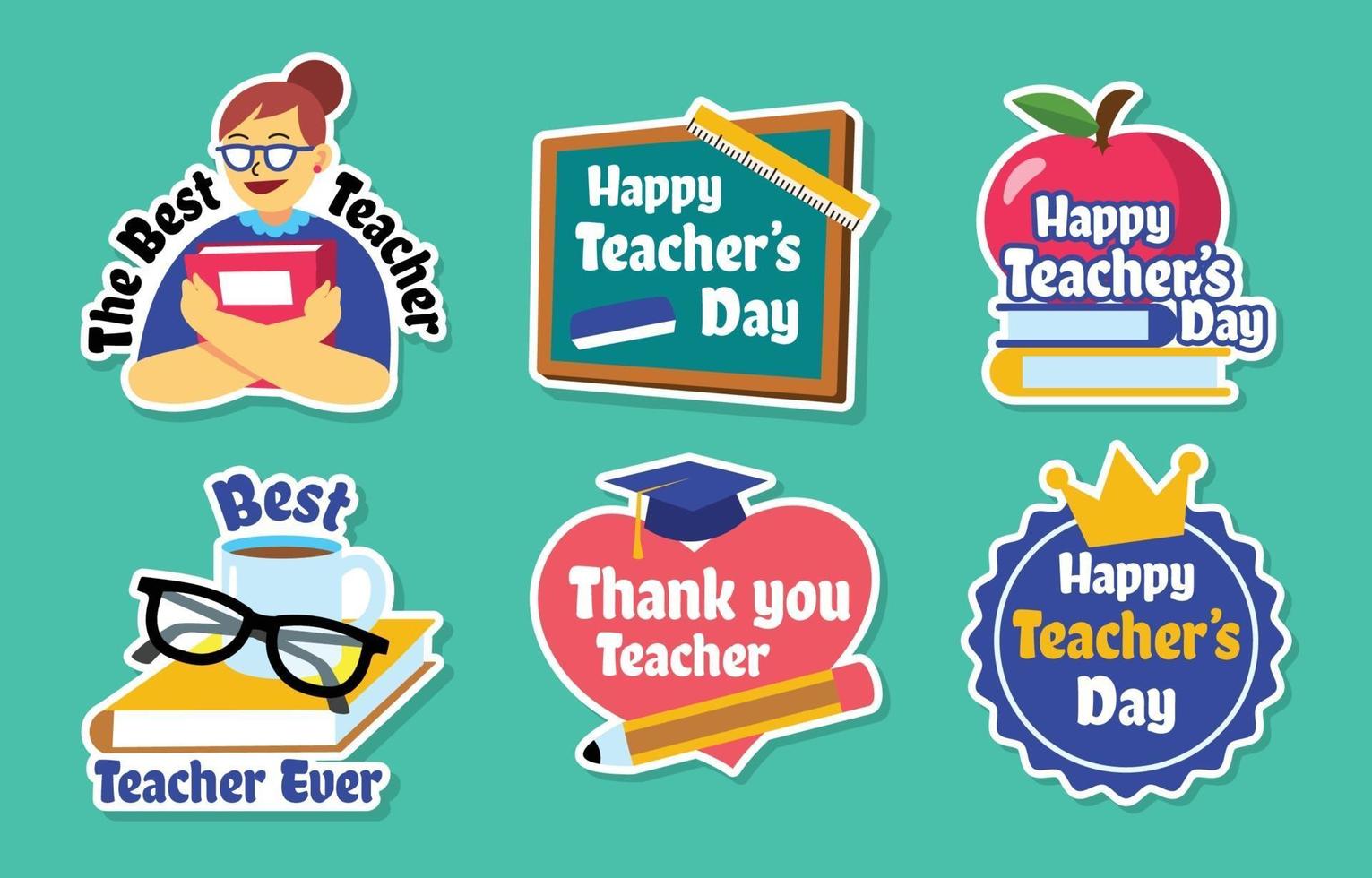 stickers voor de dag van de leraar vector
